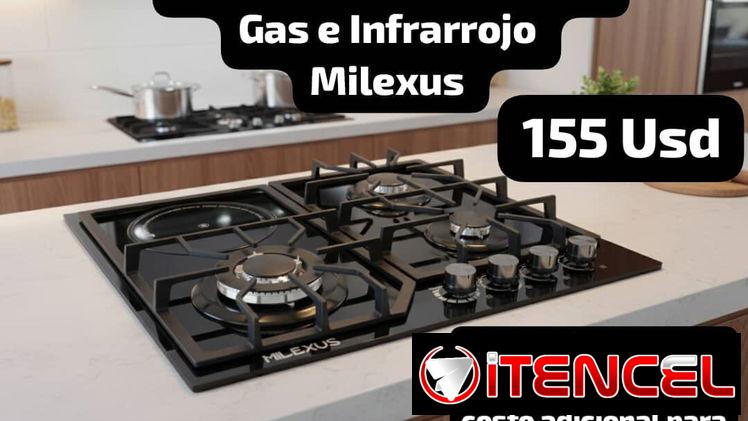 Cocina para Empotrar Milexus a gas e infrarrojo, Garantía de 1 mes, Entrega por costo adicional para toda La Habana