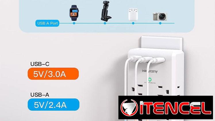 🔥 𝐏𝐫𝐨𝐭𝐞𝐜𝐭𝐨𝐫 𝐝𝐞 𝐕𝐨𝐥𝐭𝐚𝐠𝐞 ,8 Tomas d corriente+ 2 Puertos C+1 USB, 𝐏𝐫𝐞𝐜𝐢𝐨 𝟐𝟎 𝐔𝐒𝐃  (🅟🅟⓿⓿➊)