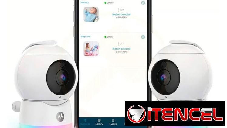 Cámara Motorola Peekaboo Monitor de Bebé con 2 Cámaras WiFi 1080p, Visión 360°, Audio Bidireccional, Luz Nocturna y App