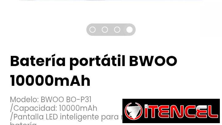Batería portátil BWOO 10000mAh. Modelo: BWOO BO-P31