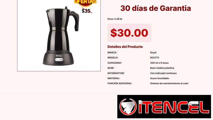 Cafetera eléctrica Royal ideal para la oficina y el hogar moderno VPT#-0060