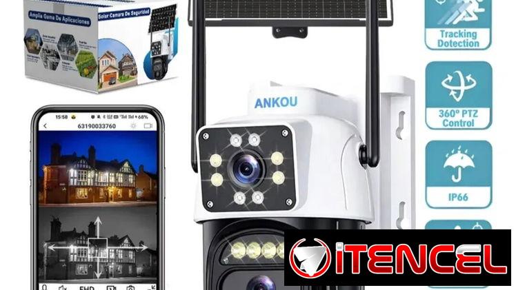 Cámara de seguridad solar/2 lentes 10 MPX/ Wifi/exterior e interior