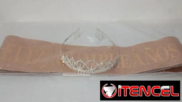 Juego de Banda Rosa Oro y Corona Plateada(TPEx,)