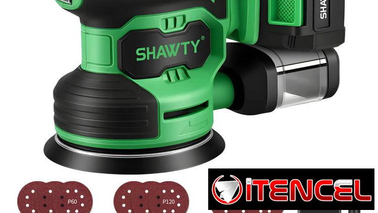 Lijadora orbital inalámbrica de 20 V, lijadora para madera de 5 pulgadas, 7 velocidades, 18 discos de lijado, li