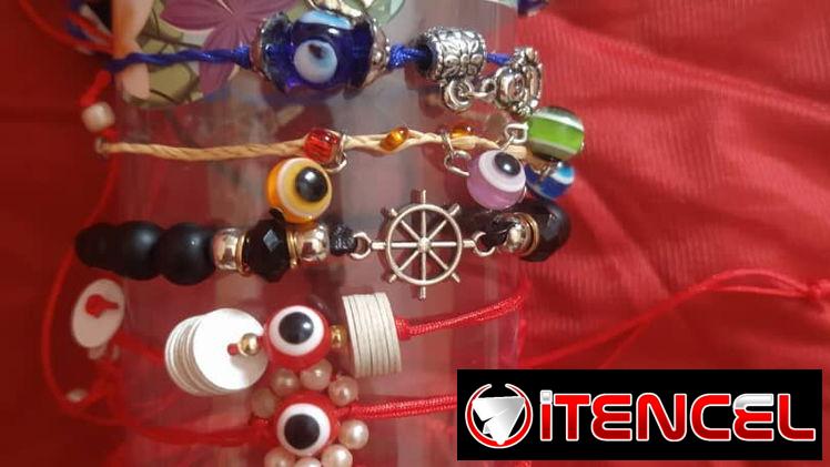 Pulseras de hilo en tejido macramé con ojo turco