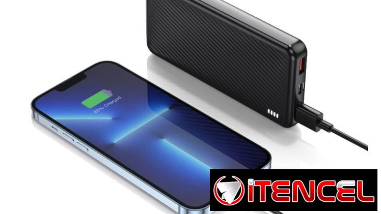 Cargador portatil 10000 mAh. Carga Rápida 22.5W + PD 20W. Puertos: 2 USB + 1 USB-C. Power bank