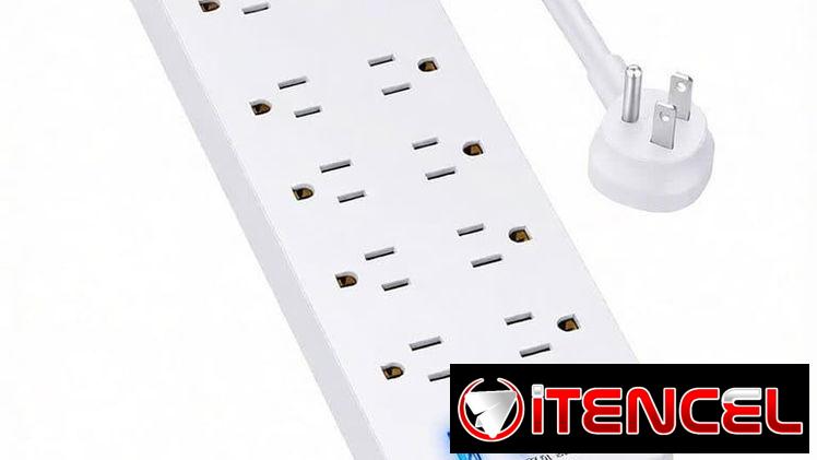 🔌 13 tomas: 10 CA + 3 USB (2A, 1C).  ⚡ Carga USB rápida e inteligente de 12W.  🛡️ Protección contra sobretensiones.