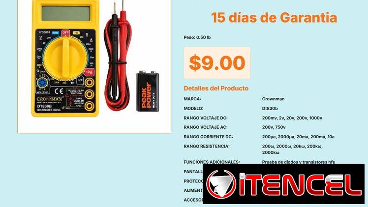 Multímetro Digital de Inyección Rígida Crownman DT830B Peso 0.50 lb VPT#-0467