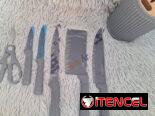 Set de cuchillos de 6 piezas con base plastica marca KUNSION hoja dura en 10000cup