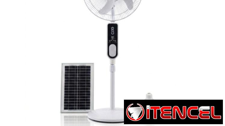 Ventilador solar recargable con panel y bombillo
