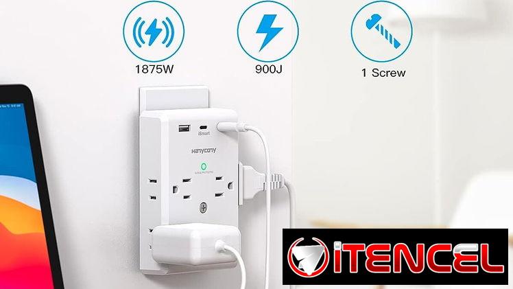 🔥 𝐏𝐫𝐨𝐭𝐞𝐜𝐭𝐨𝐫 𝐝𝐞 𝐕𝐨𝐥𝐭𝐚𝐠𝐞 ,8 Tomas d corriente+ 2 Puertos C+1 USB, 𝐏𝐫𝐞𝐜𝐢𝐨 𝟐𝟎 𝐔𝐒𝐃  (🅟🅟⓿⓿➊)