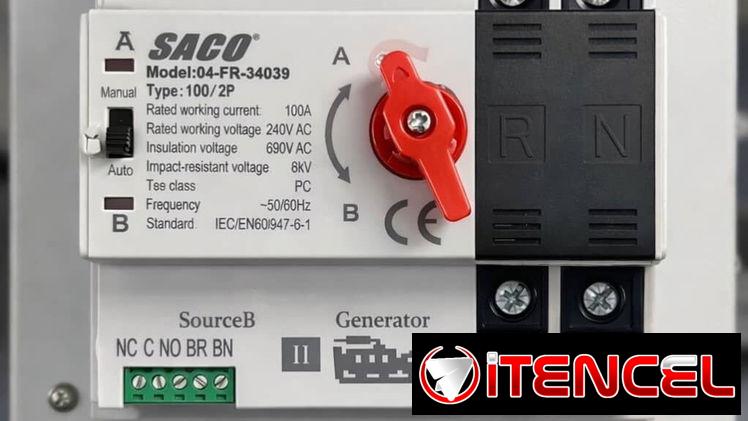 Transfer Automático de 4 Polos 100A, 220V , Marca: SACO