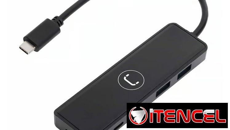 Hub Unno Tekno USB-C y USB-A 4 Puertos 3.0 5Gbps Plug & Play Conector USB-C Con Alimentación Opcional y LED