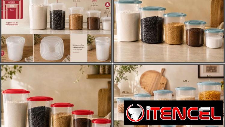 Set de 5 pozuelos plásticos con tapa