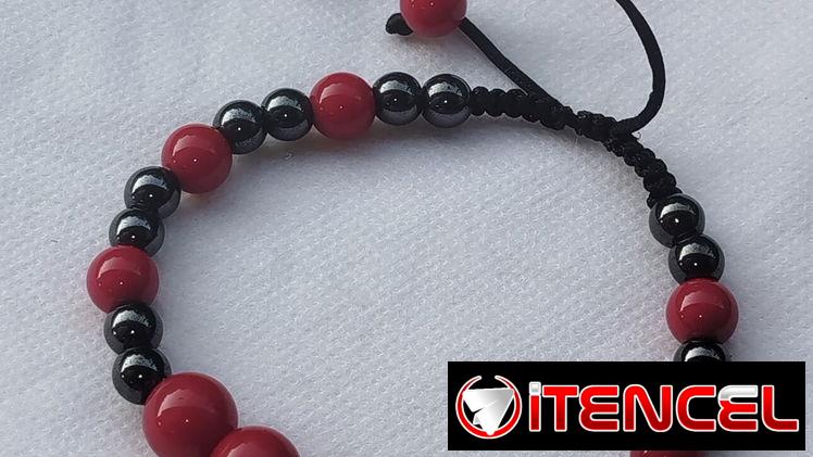 Pulsera de Onix rojo y Magnetita