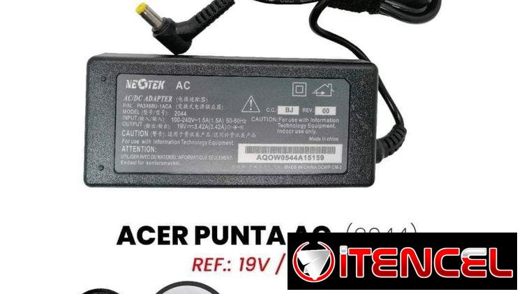 Cargador para Laptop Acer de 19v 3.42a, nuevo +garantía.