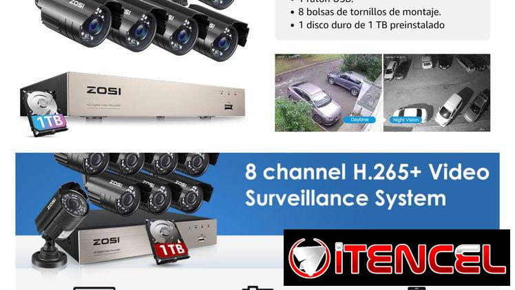 Sistema de cámaras Zosi 4 cámaras y de 8 cámaras nuevos en su caja con sus accesorios, disco de 1TB
