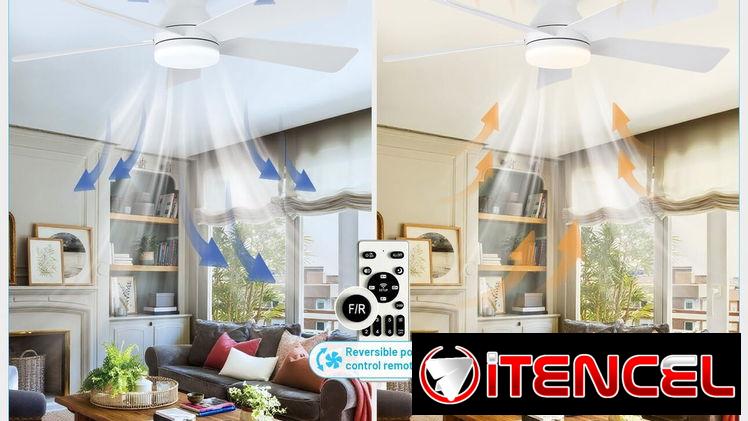 Ventilador de techo moderno Depuley 42 pulgadas 5 aspas, LUCES LED (3 MODO DE ILUMINACIÓN) BLANCO, NUEVO (incluye mando)