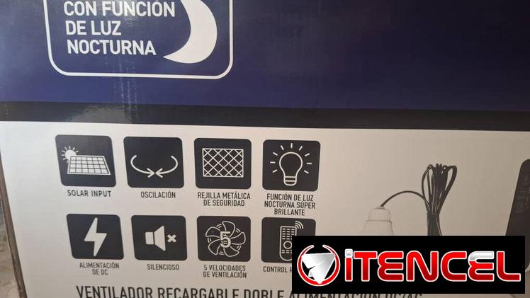 🔆 Ventilador Recargable de 16 pulgadas. Marca: STAVEL, LD-8016. Batería: LiFePO4, 7200 mAh. Potencia 26W.
