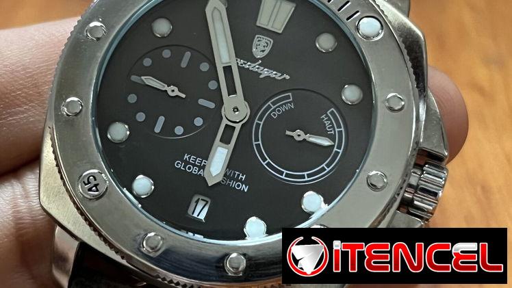 Reloj para hombre , pulsera de cuero degradado gris. De cuarzo, pilas .