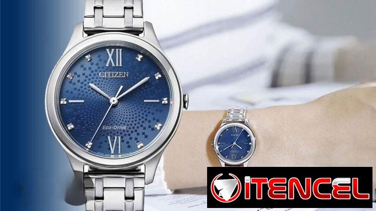 CITIZEN ECODRIVE CORSO (EM0500-57L) DE 32MM PARA MUJER , EN ACERO INOXIDABLE Y ESFERA AZUL , NUEVO A ESTRENAR  58049738