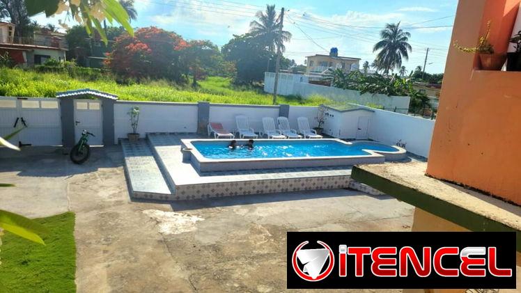 Rebajas de precio en casa de renta con piscina grande  a sólo pasos del mar 🌊 Boca Ciega +53 52463651 ,1/2 cuadra ,L