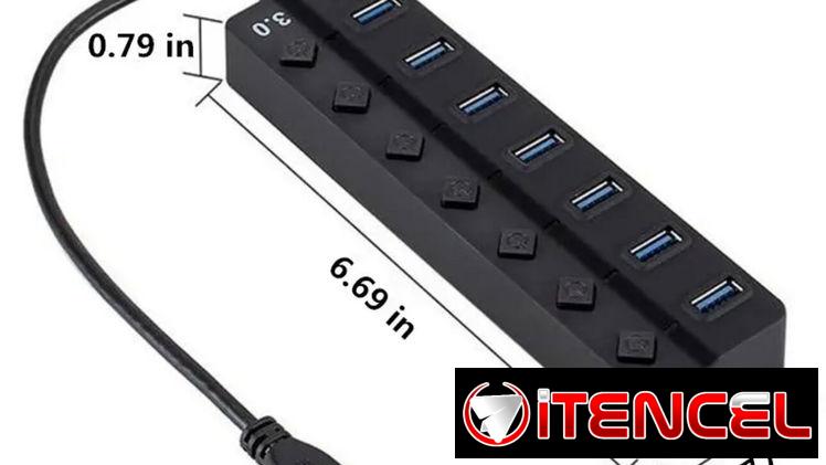 Hub de 7 puertos 3.0 con interruptor de encendido y apagado LED
