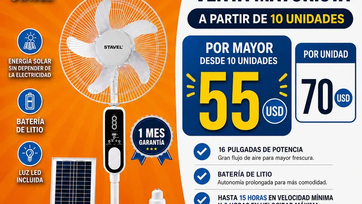 Ventilador recargable Stavel. Venta por unidad y cantidad
