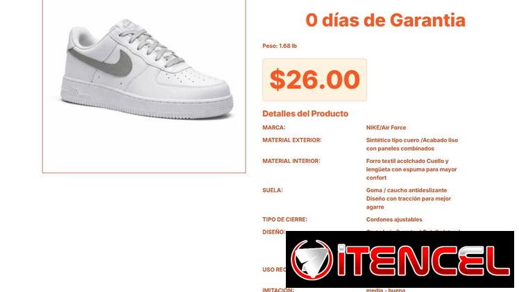 Tenis Nike Air Force 1 Blanco/Plateado Calidad de Lujo por $26.00 VPT#-0318