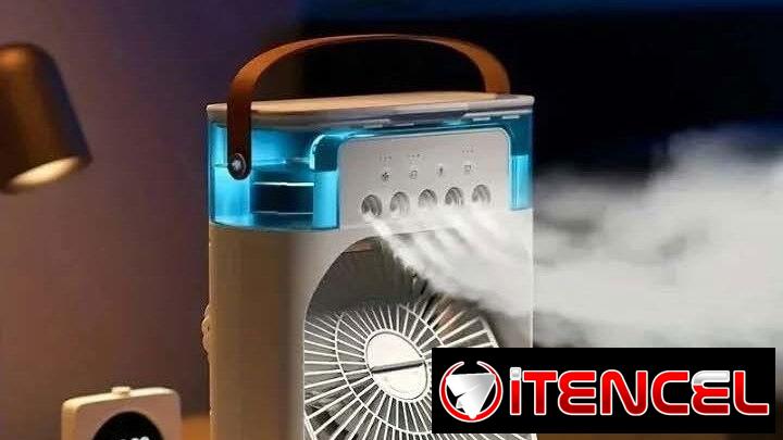 Ventilador-enfriador-humidificador de aire. Incluye el cable y cargador USB