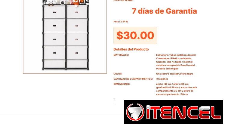 Organizador Doble Fila 10 Gavetas Gris Oscuro: 5 Niveles 155 cm Real Pro VPT#-0413