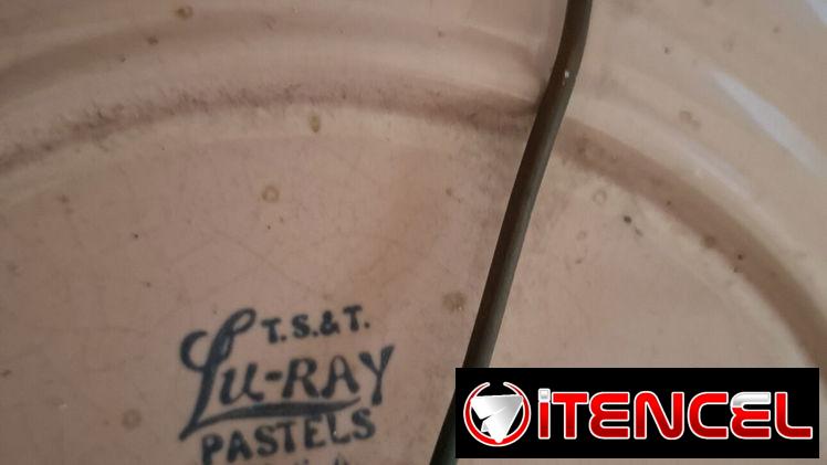 Juego de platos de la marca Taylor, Smith & Taylor de la línea Lu-Ray Pastels del año 39