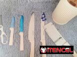 Set de cuchillos de 6 piezas con base plastica marca KUNSION hoja dura en 10000cup