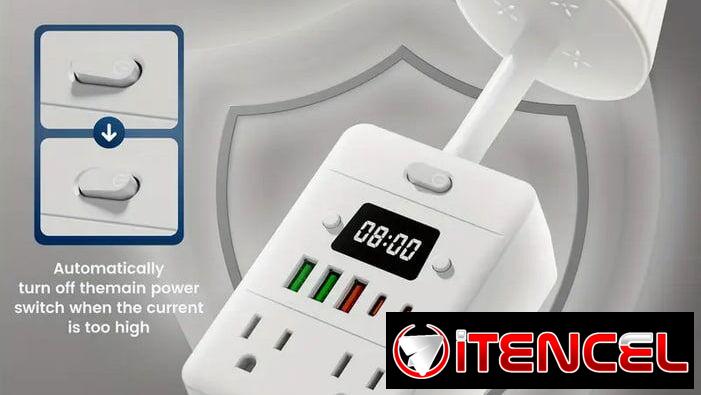 🔌✨ Regleta Multifuncional con Lámpara y Reloj Digital | Todo en Uno ✨🔌