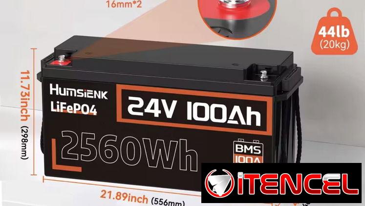 Baterias Humsienk 24V 100Ah LiFePO4 batería 15000 ciclo 100A BMS UP 2560Wh
