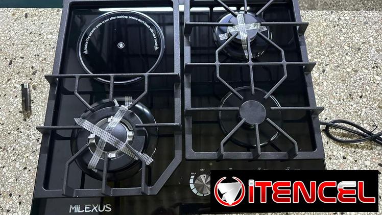 Cocina Empotrada 4 hornillas (3 gas + 1 Infrarojo Milexus 1200 w vidrio templado Negro recio $ 210 USD transporte Gratis