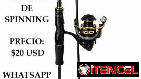 CAÑA Y CARRETE DE SPINNING, ENTREGA DE FACTURA, VARIEDAD DE ARTÍCULOS DE PESCA, ETC