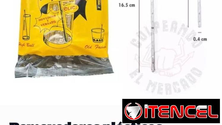 🥤 100 Removedores Plásticos Transparentes – Agitadores 2 Medidas (16.5cm y 11.5cm) – 3,000 cup