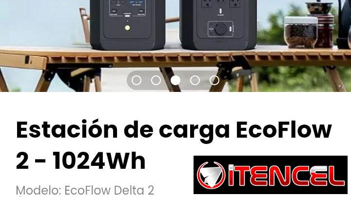 Estación de carga EcoFlow Delta  2 – 1024Wh. Carga ultra rápida: 0–80% en 50 min, 0–100% en 80 min
