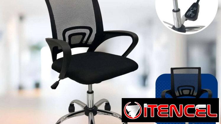 Silla de oficina con espaldar corto de malla transpirable, nueva