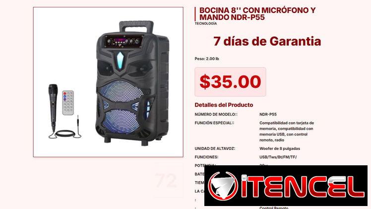 Bocina Portátil NDR-P55: 20W de Potencia para Interiores y Terrazas VPT#-0039