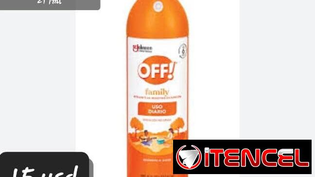 Repelente marca off! anti mosquitos de sprei con una duración máxima hasta de 6 horas