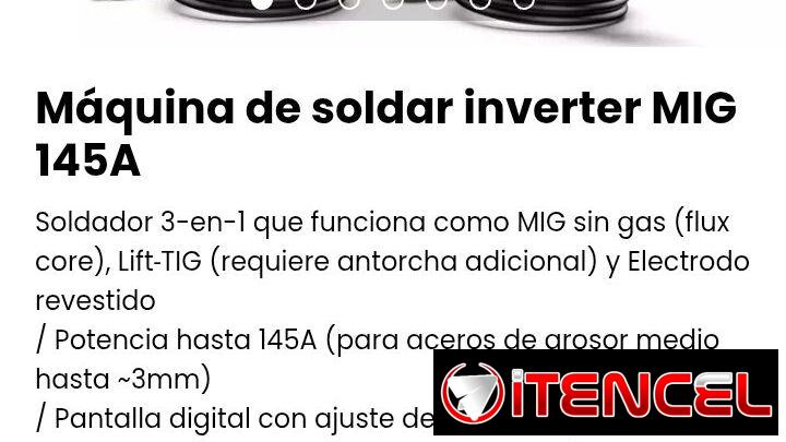 Máquina de soldar inverter MIG 145A. Nueva