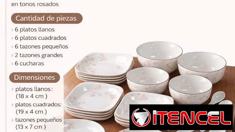 PORCELANA ..JUEGO DE VAJILLA 26 PCS