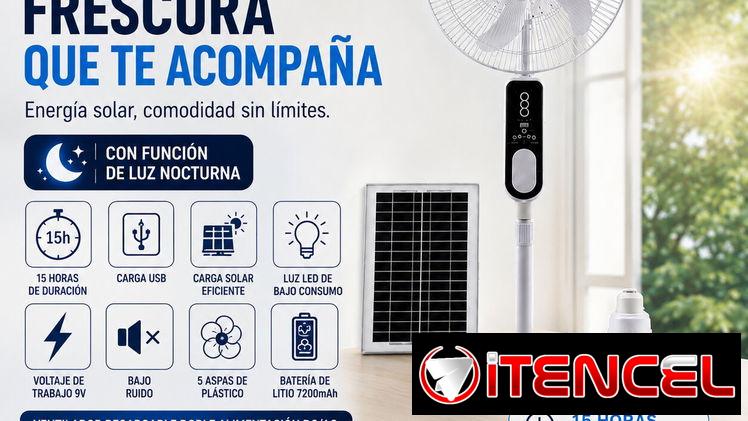Ventilador Solar Recargable STAVEL 16” disfruta de aire fresco donde quieras, incluso durante apagones ⚡  ✅ Hasta