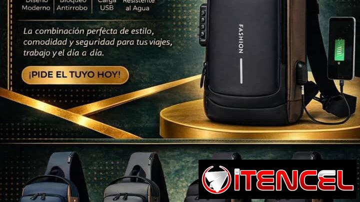 🔏 Bolso Bandolera Antirrobo para Hombres con Cerradura de Contraseña y Tecnología -Robo & Teclado Digital – Correa Ajus