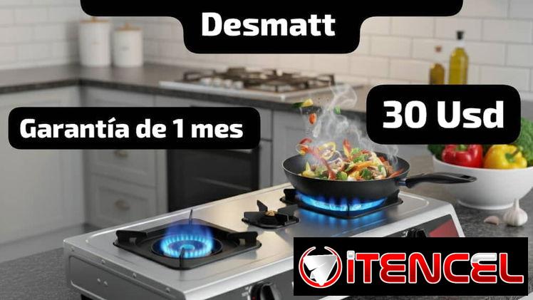 Cocina a gas para meseta de 3 Hornillas Desmatt, Garantía de 1 mes, Entrega por un mínimo costo adicional para toda La H