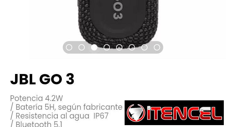 JBL GO 3. Potencia 4.2W. Batería 5H, según fabricante. Nuevo
