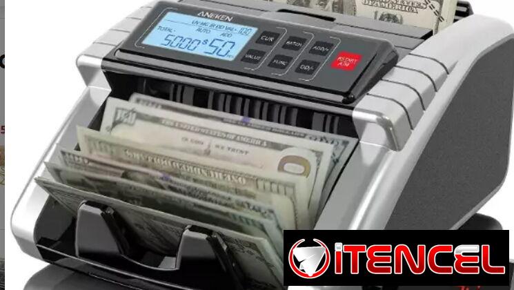 Contadora de billetes – ANEKEN AL-Compatible con dólares y euros- Detección de billetes falsos -Nueva