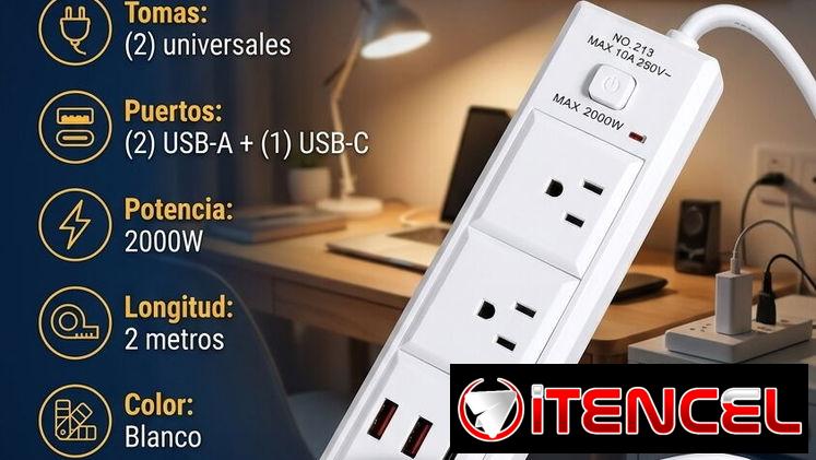 ⚡ REGLETA ⚡ MULTIFUNCIONAL CON PUERTOS USB. MENSAJERÍA CON FACTURA Y GARANTÍA. 📲 54833699